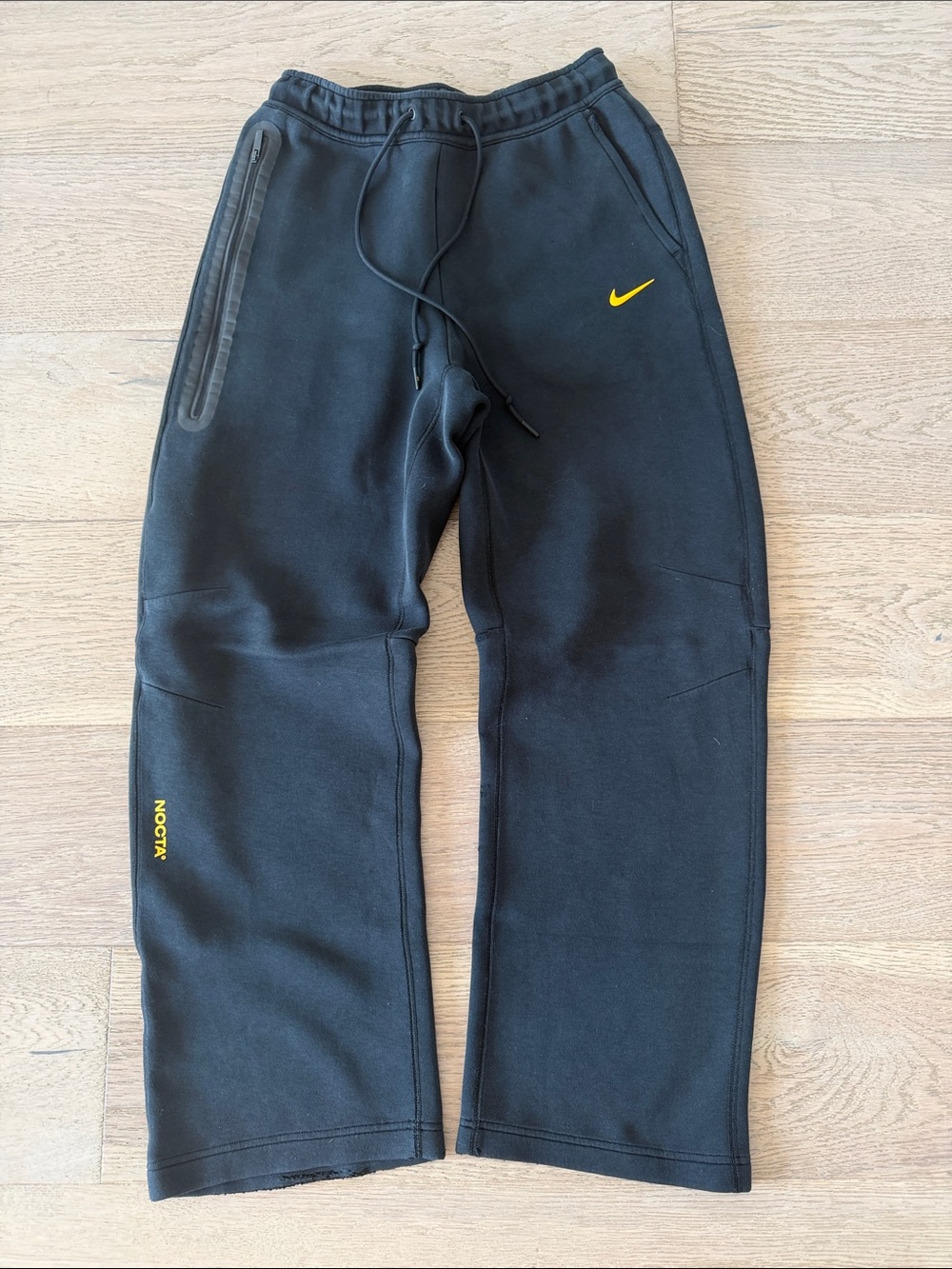 Nike Black Kids Sweatpants with Yellow Swoosh